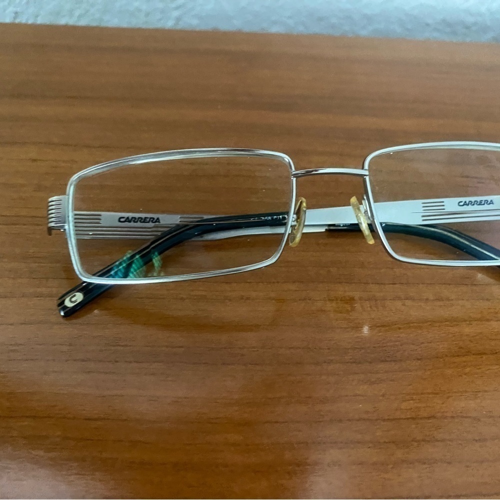 FRAME Only Carrera Eyewear Rectangular Silver Metal Frame and Case Unisex - Picture 12 of 12